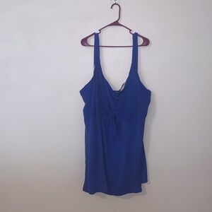 Resorts Plus Vibrant Blue Padded One Piece Swim Suit Dress Lace